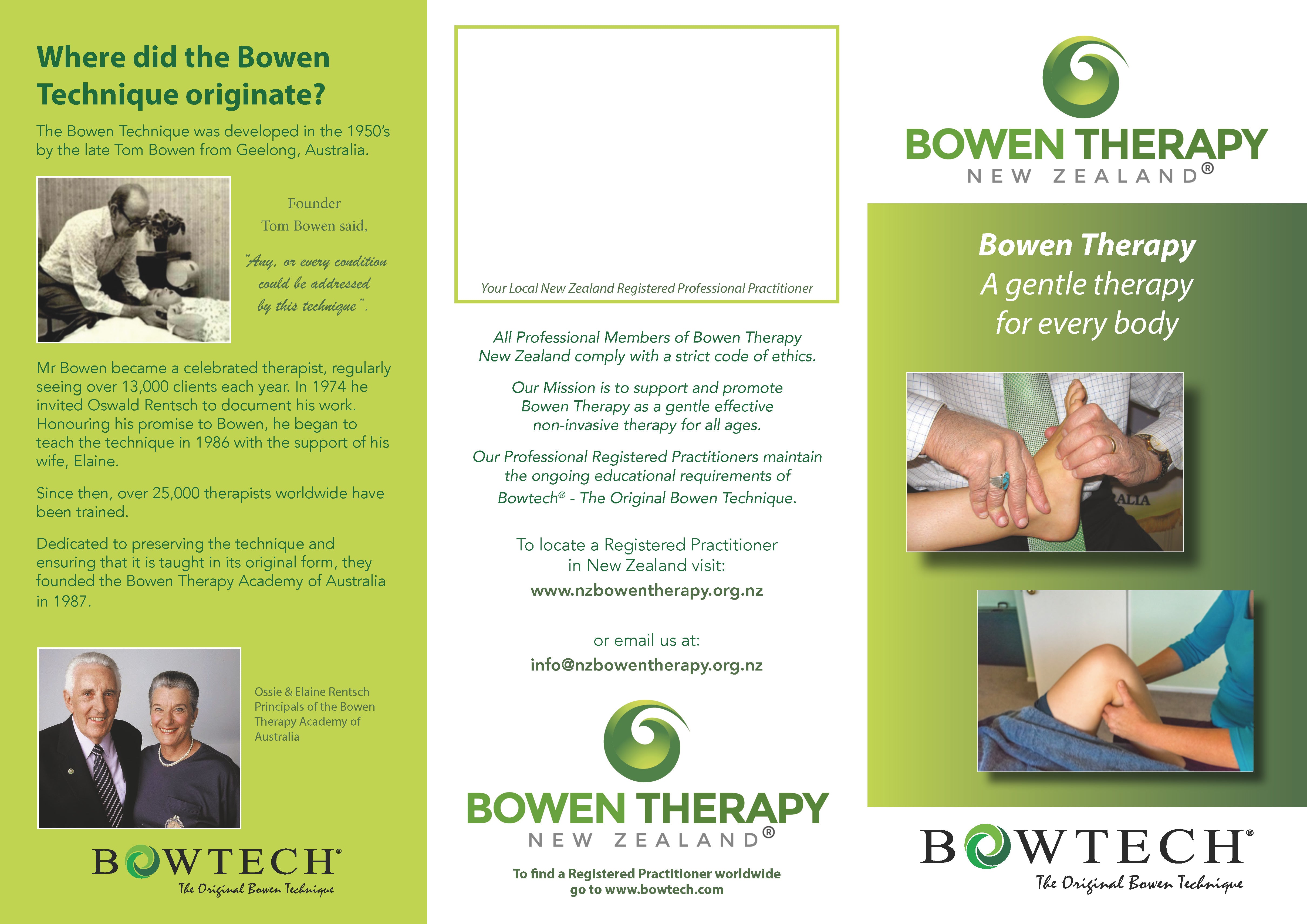 Bowen Therapy NZ Brochure
